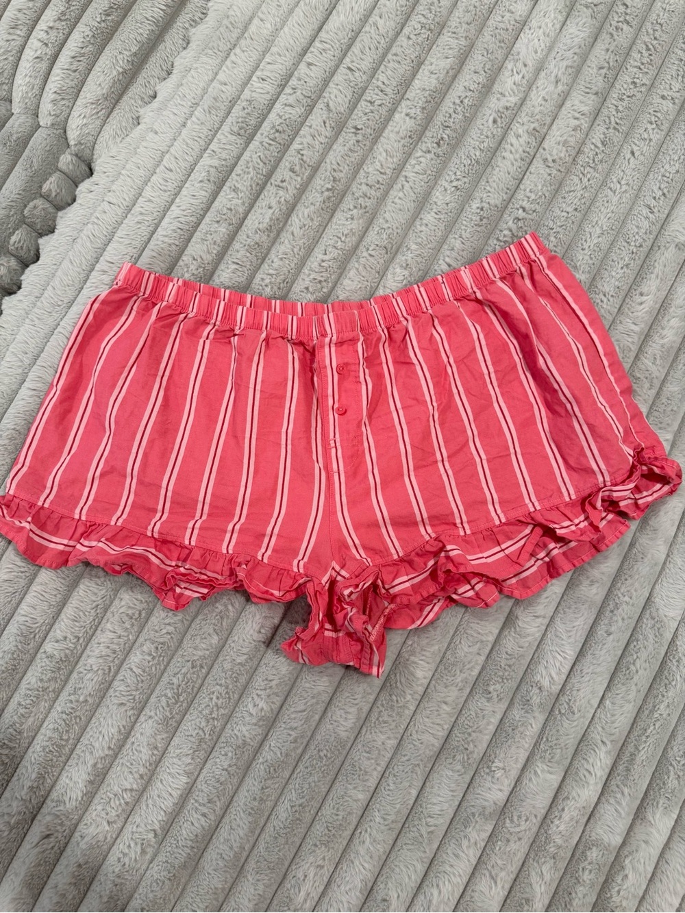 Victoria's Secret PINK Coral and White Striped Ruffle Shorts